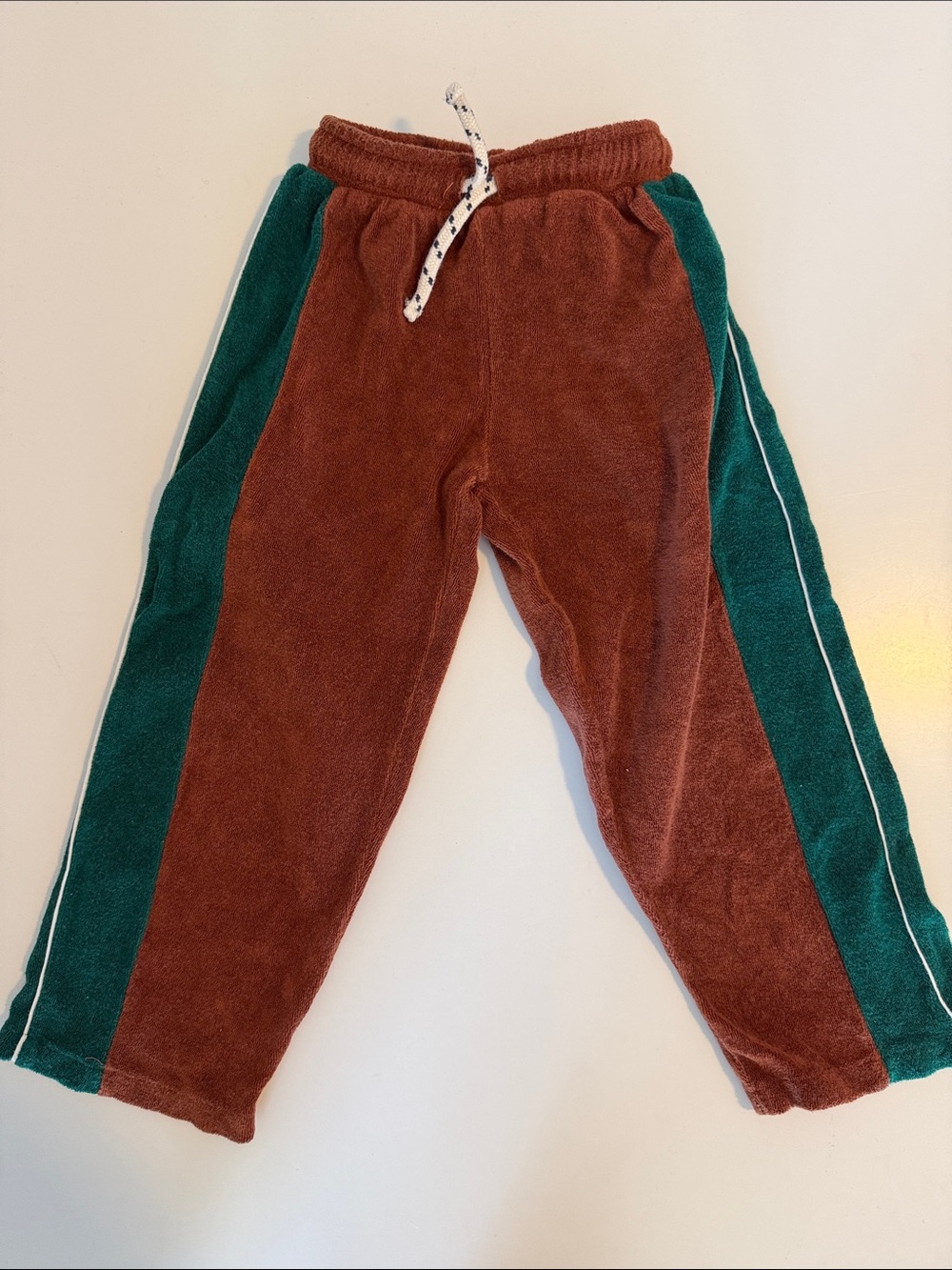 Zara Kids Brown and Green Terry Jogger Pants - Size 6